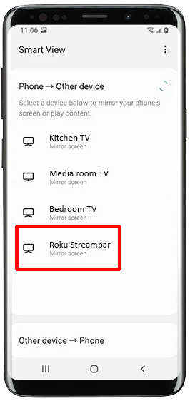 screen mirror on roku to Android