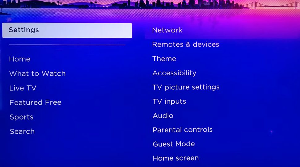 Connect Roku device to Wi-Fi setting screen selection